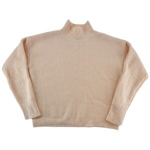 MinkPink Sweater XS Peach Ribbed Mock Neck‎ Long Sleeve Cozy Knit Top